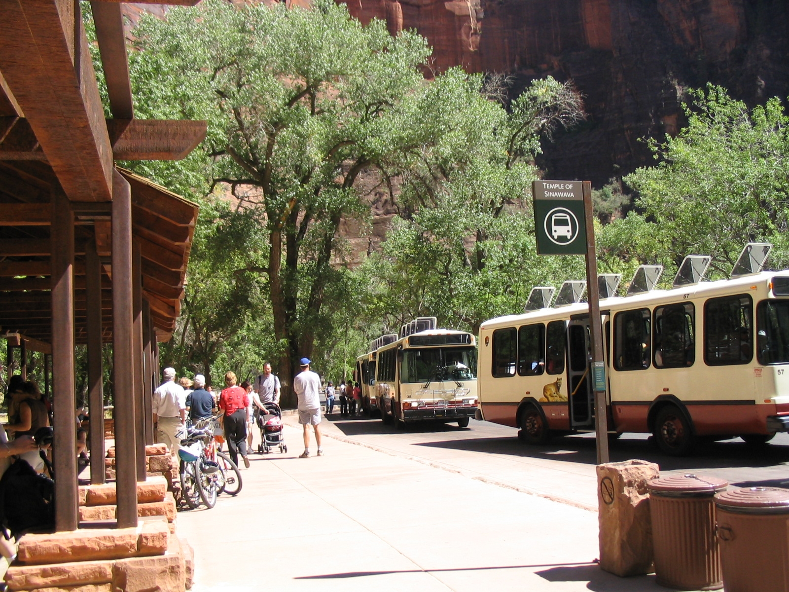 Shuttles waiting at the last bus stop.